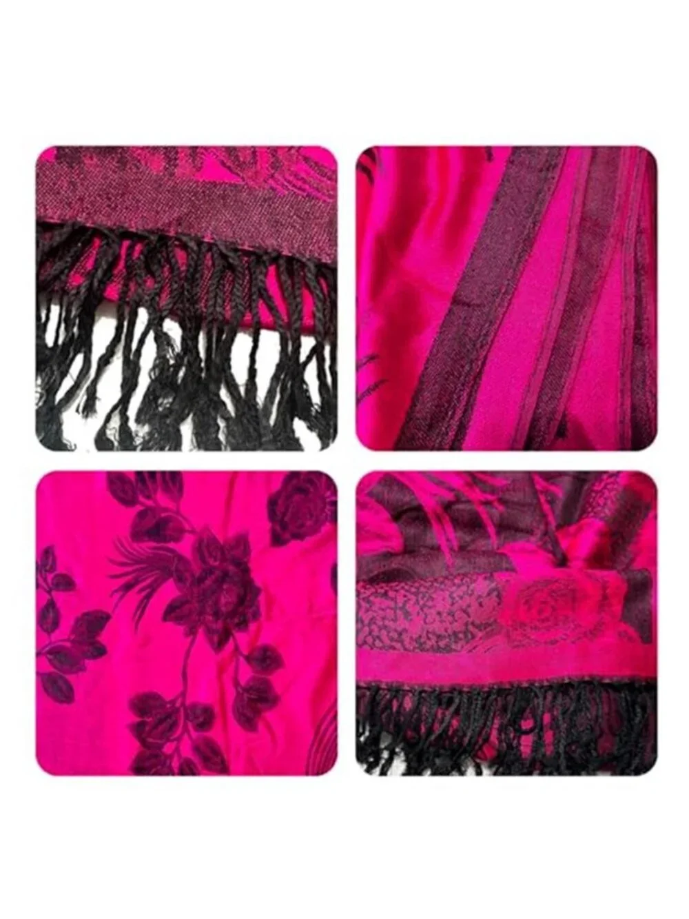 Reversible Paisley Pashmina Shawl Wrap for Women Rave Scarf Vintage Jacquard